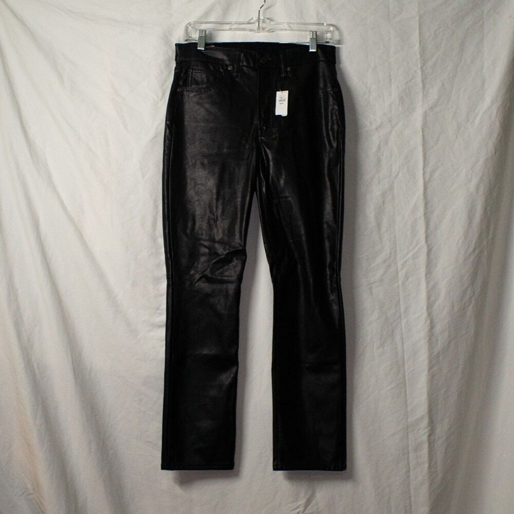 GAP High Rise Vegan Leather Vintage Black Slim Pants Size 28/6 Regular